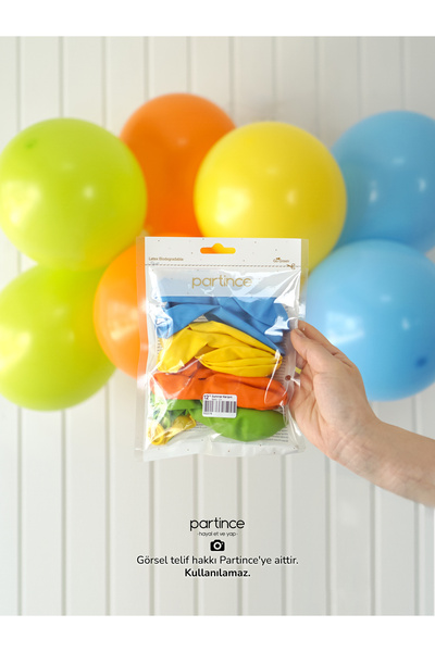 partince 12 Adet Standart Boy 12'' Summer Karışım Renk Balonlar