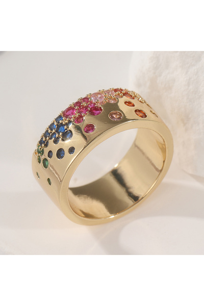 Choice4 7 Gold-color B266 Luxurious Fashion Inlaid Multi-color Synthetic Zirc...