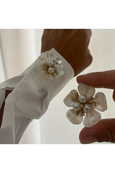 Choice WHITE 3D Floral Rhinestone Button Cover Set Decorative Clip for Shirts...