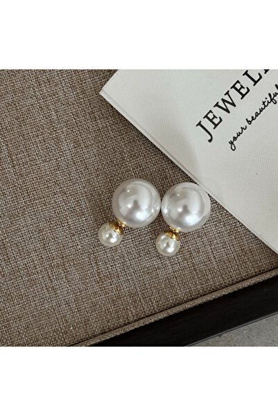 Choice1 VES01650 Double-sided Pearl Stud Piercing Earrings For Women Lady Ele...