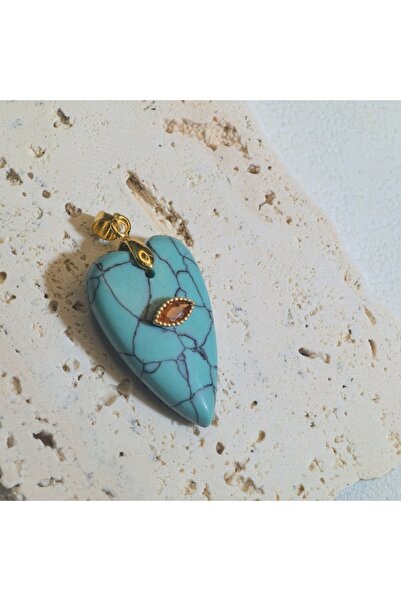 Choice Turquoise 1pc Romantic Heartshape Natural Stone Pendant Green Aventuri...