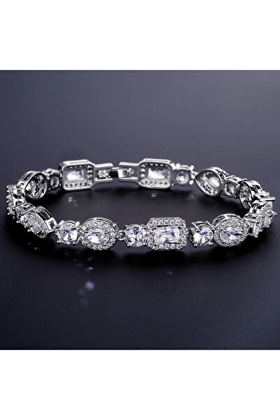 Choice4 White E ZAKOL Luxury Geometric Water Drop Zirconia Bracelets for Eleg...