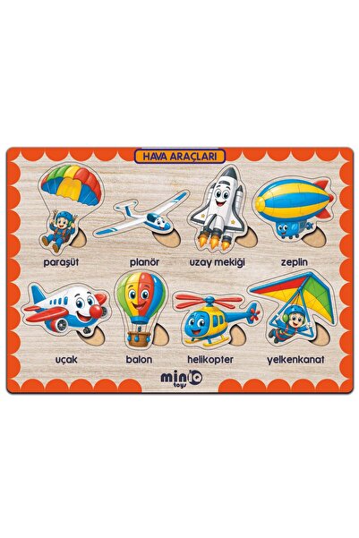 minİQ toys Ahşap Türkçe Hava Taşıtları Eğitici-Öğretici Yapboz
