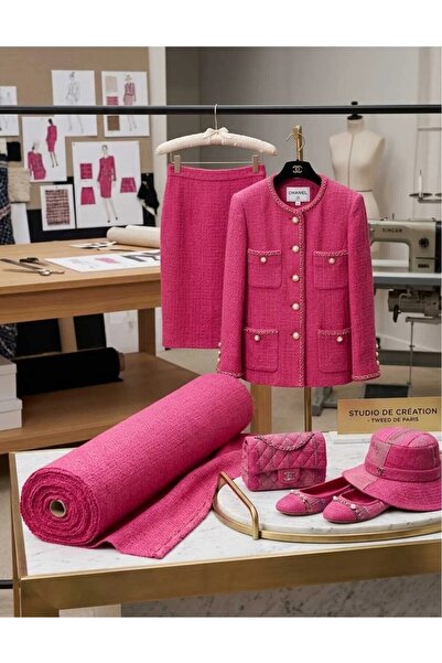 ŞALSERA Pembe Şanel Tuvit Dokuma Kumaş Serisi , % 65 Polyester % 35 Pamuk ( 1...