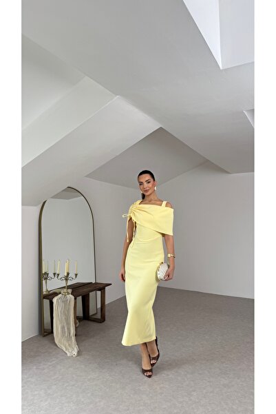 Nesil Long Dress with Detachable Shawl