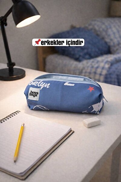 girlsybags Držač za olovke za dečake sa temom Plavog Grada, jedan odjeljak Pe...