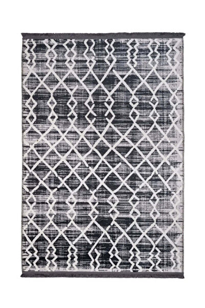 halinet Halı.Net Anthracite Modern Washable Non-Slip Living Room Carpet Pia-G...