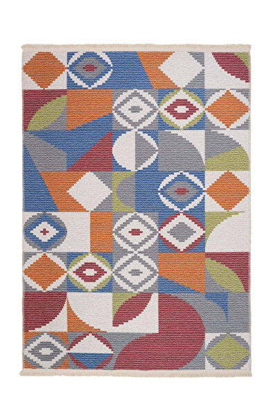 halinet Halı.Net Red Modern Washable Non-Slip Living Room Carpet Pia-Etnik-2419