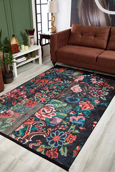 halinet Halı.Net Gray Modern Washable Non-Slip Living Room Carpet Haln-Hln1958