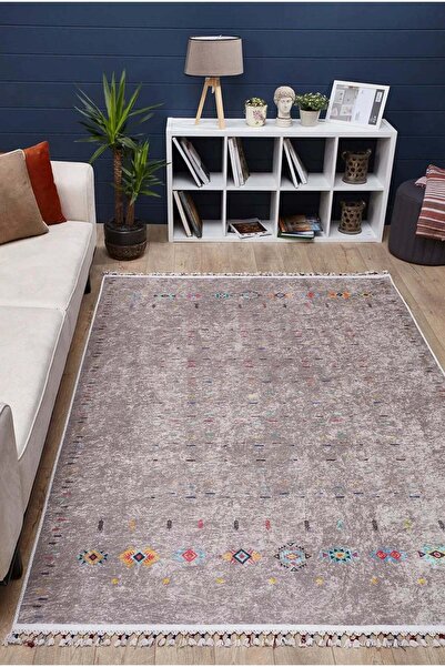halinet Halı.Net Cream Classic Washable Non-Slip Living Room Carpet Haln-Hln5102