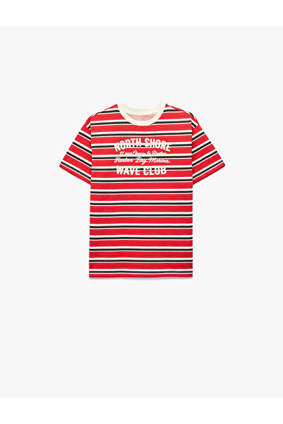 Koton Tricou cu mânecă scurtă, cu imprimeu din bumbac, cu decolteu tip crew ș...