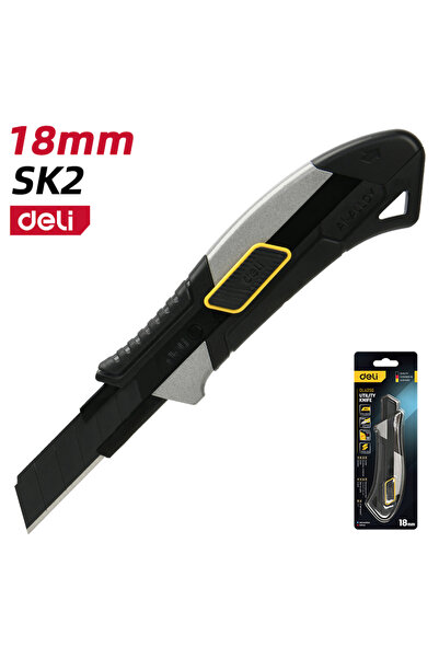 Deli Profesyonel 18 mm SK2 Kırılabilir Maket Bıçağı | Alüminyum Alaşımlı Gövde