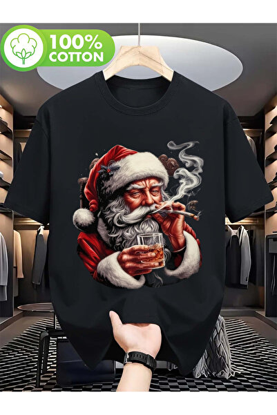 yiou trendy clothing تي شيرت رجالي بطبعة مضحكة "بابا نويل السيء"