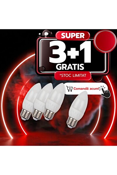 DELIGHT Bec Led Lumanare E27, model C35, 3W=25W, lumina calda, 3+1