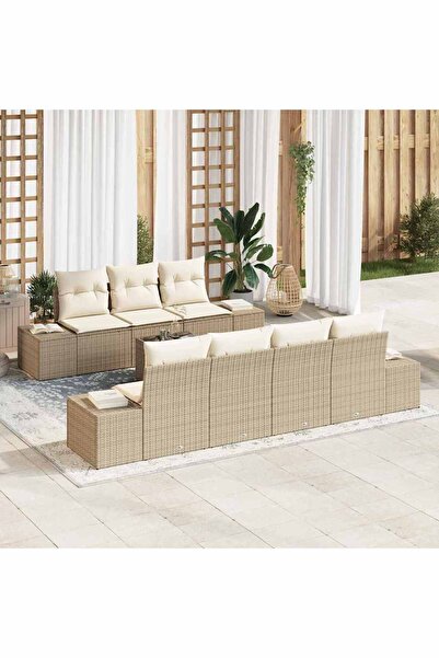 vidaxl Set de canapele pentru gradina 8 pcs Bej È™i crem poliratan