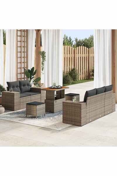 vidaxl Set de canapele pentru gradina 8 pcs Gri poliratan