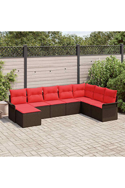 vidaxl Set de canapele pentru gradina cu perna 8 pcs Maro poliratan