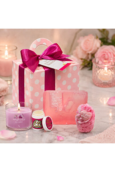 Bomb Cosmetics Pink Orchid Bliss Gift Set with Yankee Candle, Vegan Soap, Lip...