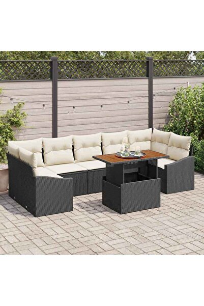 vidaxl Set de canapele pentru gradina cu perna 8 pcs Negru È™i Bej
