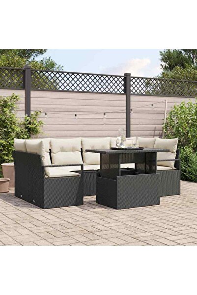vidaxl Set de canapele pentru gradina 7 pcs Negru Rattan poli
