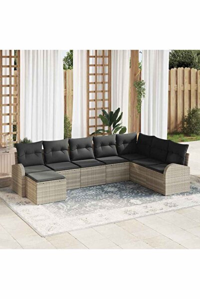 vidaxl Set de canapele pentru gradina 8 pcs Gri deschis Rattan poli