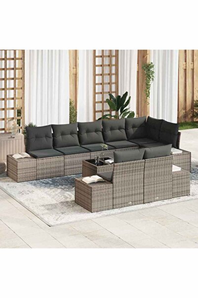 vidaxl Set de canapele pentru gradina cu depozitare Gri Rattan poli