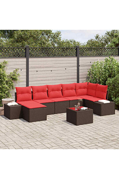 vidaxl Set de canapele pentru gradina cu perna 8 pcs Maro poliratan