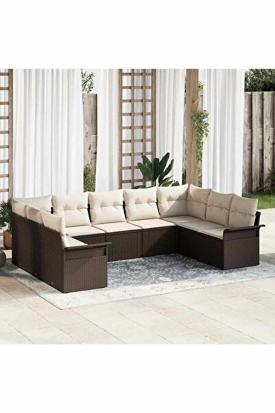 vidaxl Set de canapele pentru gradina 9 pcs Maro poliratan