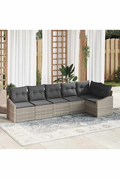 vidaxl Set de canapea cu perna 6 pcs Gri deschis poliratan