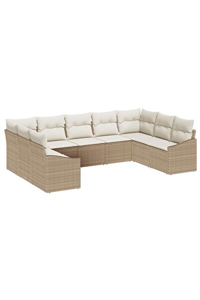 vidaxl Set de canapele pentru gradina 9 pcs Bej È™i crem poliratan