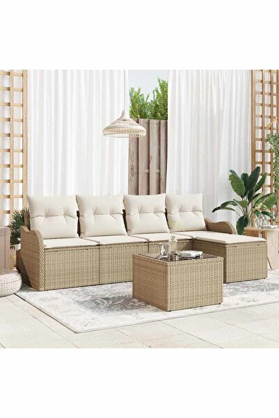 vidaxl Set de canapele pentru gradina cu perna 6 pcs Maro Rattan poli