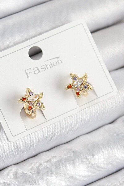 Inure Jewelry Brass Zircon Stone Star Model Gold Color Children's Earrings