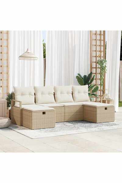 vidaxl Set de canapea cu perna 5 pcs poliratan