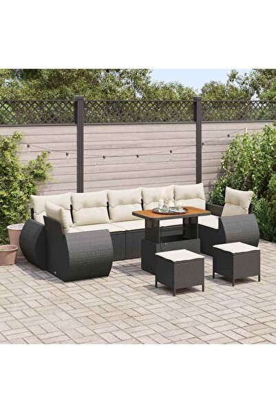 vidaxl Set de canapele pentru gradina 10 pcs Negru poliratan
