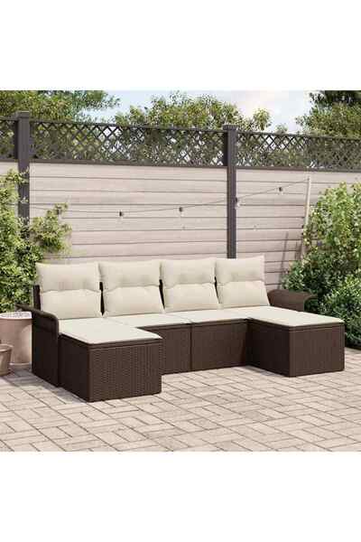 vidaxl Set de canapele pentru gradina 6 pcs Maro poliratan
