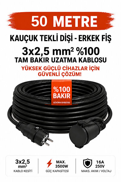 r Rosso Levanto Uzatma Kablosu 2-50 metre - 3x2,5 mm %100 Bakır | Topraklı Te...