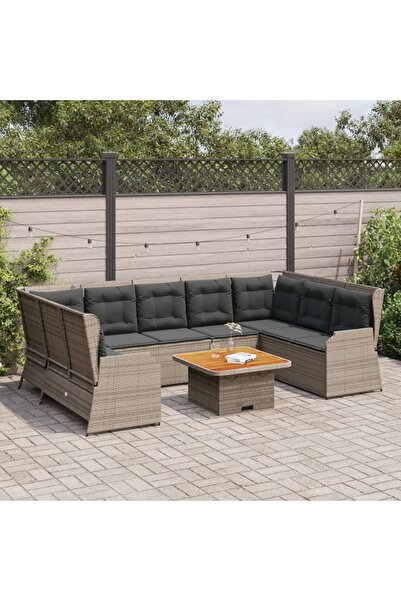 vidaxl Set mobilier de gradina cu perne, 7 piese, gri, poliratan