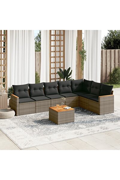vidaxl Set canapele de gradina cu perne, 8 piese, gri, poliratan