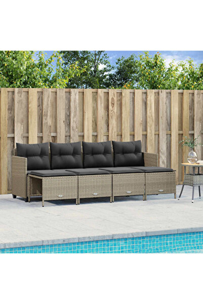 vidaxl Set canapele de gradina cu perne, 5 piese gri deschis poliratan