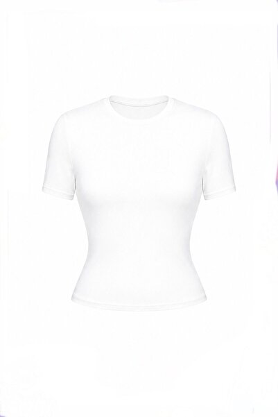 1blood Basic Short-Sleeved Crew Neck T-Shirt Stretchy Body Women's T-Shirt Fi...