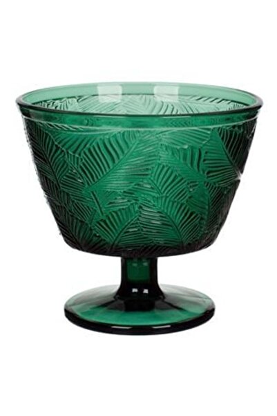 SHOPIENS Bol de sticlă verde tropical cu picior pentru înghețată 300 ml