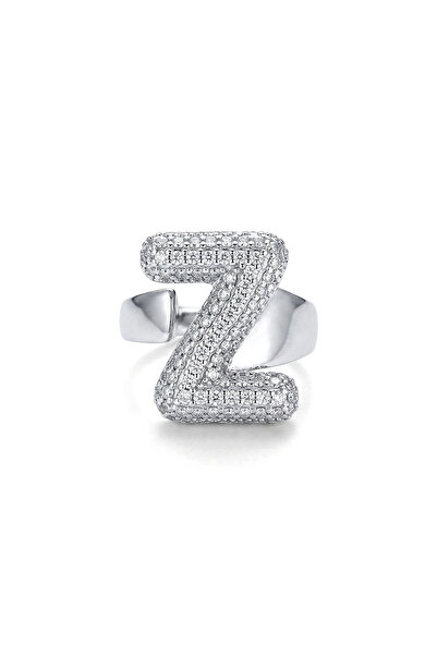 h&b design jewel خاتم على شكل حرف Z من الفولاذ