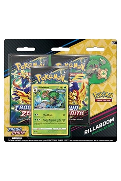 Pokemon Crown Zenith: Colecția de pinuri Rillaboom, pachet de 3, blister