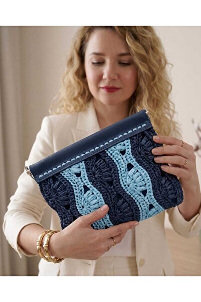 Çanta Vagonu El Yapımı Kağıt İp Astarlı Clutch Çanta