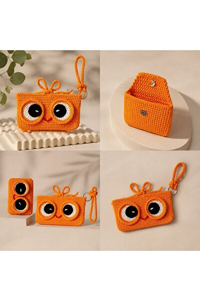 Raban Handmade El Örgüsü Baykuş Gözlük Kılıfı Cüzdan Set