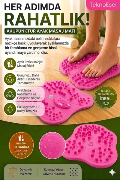 TeknoEser Pembe Akupunktur Ayak Masaj Mati Refleksoloji Baski Noktali Ayak Di...