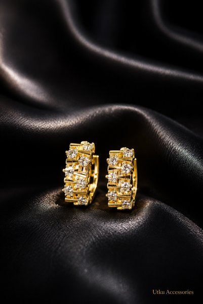utkuergin Xuping Shiny Stone Embellished Steel Earrings