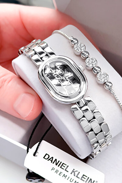 Daniel Klein Oval Case Silver Color Women's Watch - Steel Band - Japanese Mov...