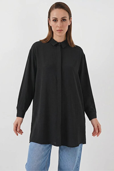 buğrahayalin Women's Long Sleeve Black Shirt Tunic