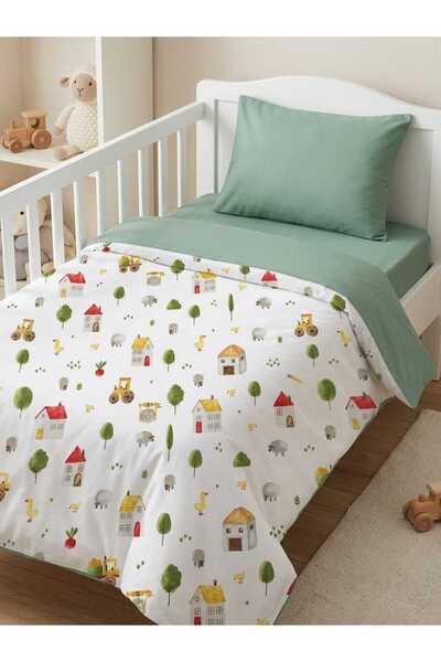 Terzi Ömer 100% Cotton Tree Patterned Zippered Baby Duvet Cover Set